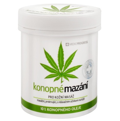Maść konopna MedicProgress 10% konopne mazani – plastikowy słoiczek z zielonym liściem 250 ml